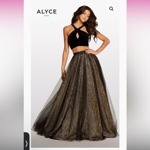 Alyce Paris Black and Gold Formal Ensemble